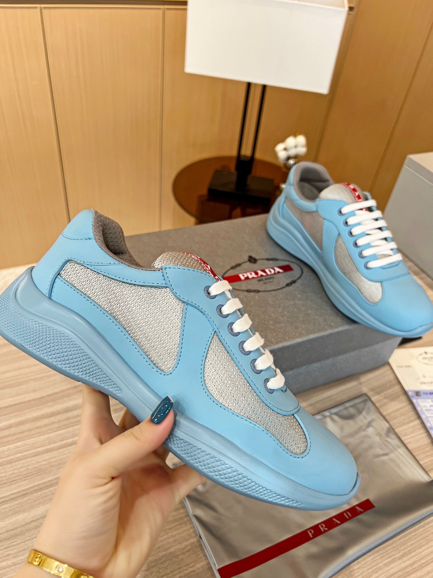 Prada America's Cup Sneakers in Blue Rubber and Bike Fabric