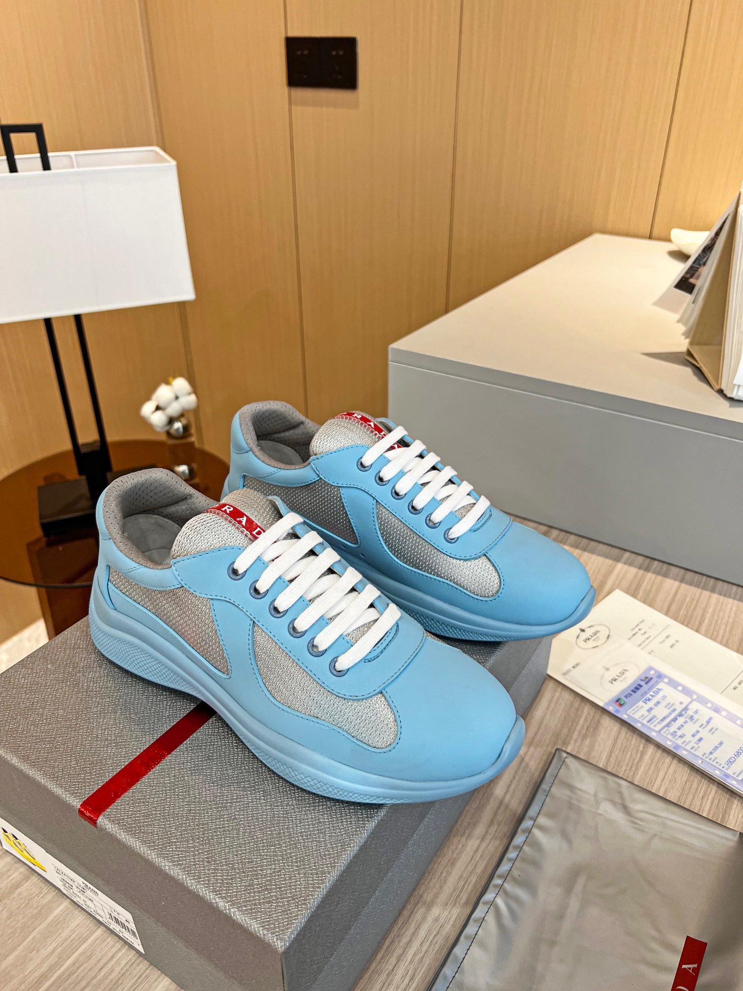 Prada America's Cup Sneakers in Blue Rubber and Bike Fabric