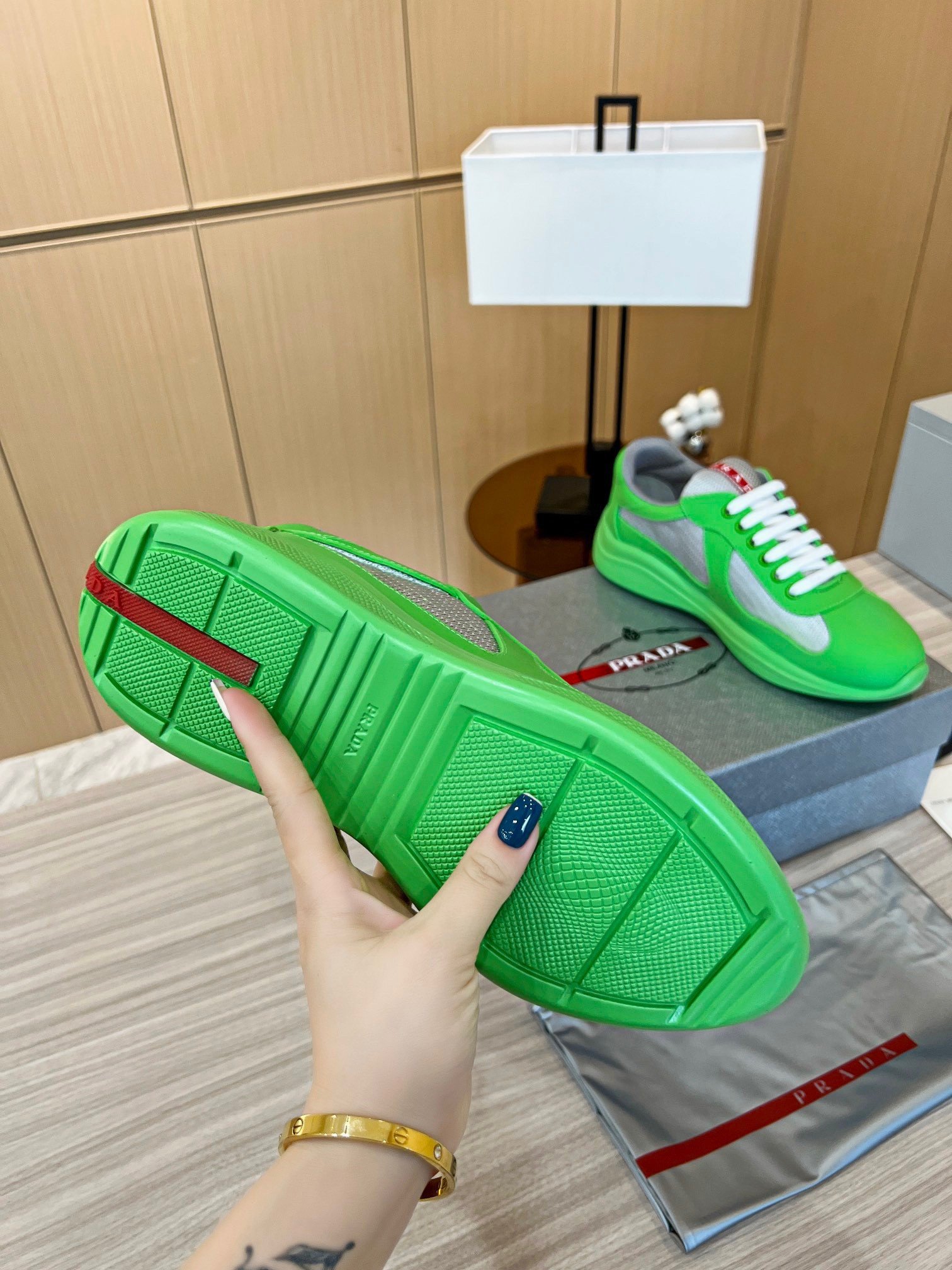 Prada America's Cup Sneakers in Green Rubber and Bike Fabric