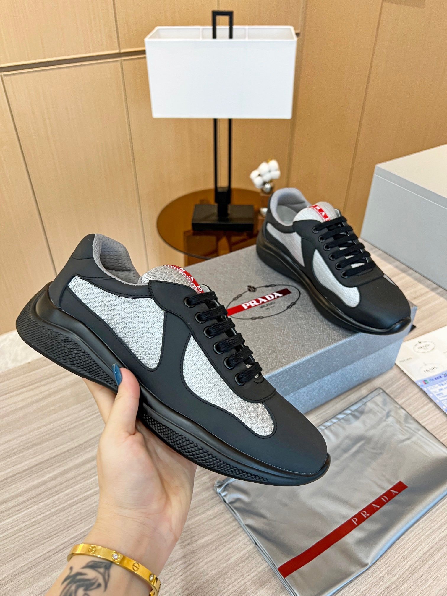 Prada America's Cup Sneakers in Black Rubber and Bike Fabric