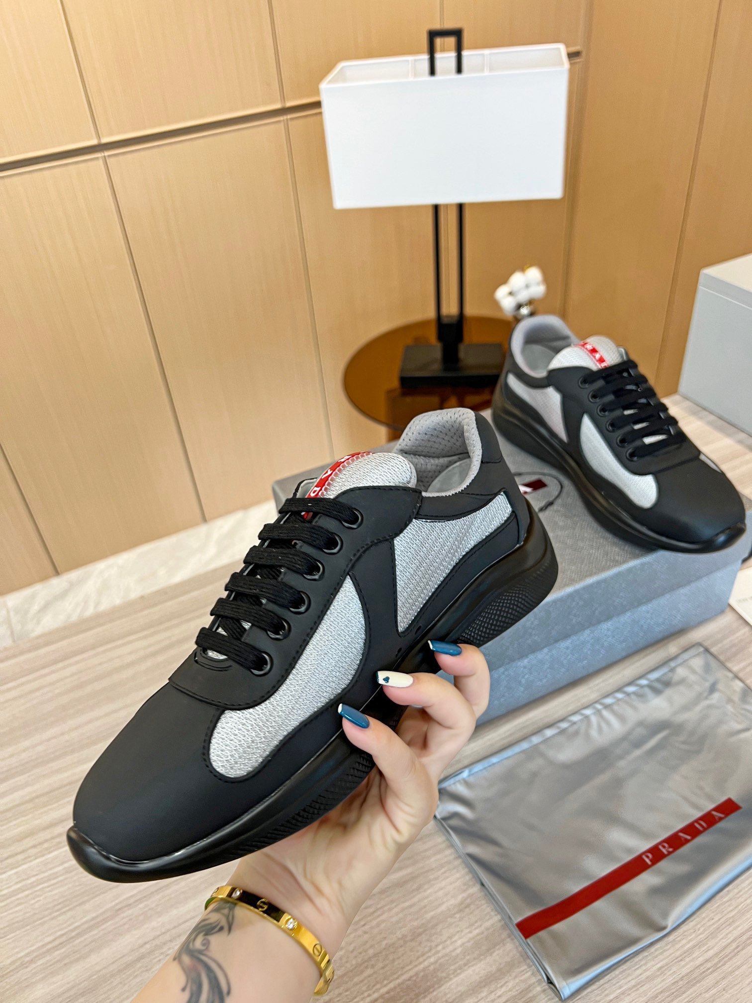 Prada America's Cup Sneakers in Black Rubber and Bike Fabric