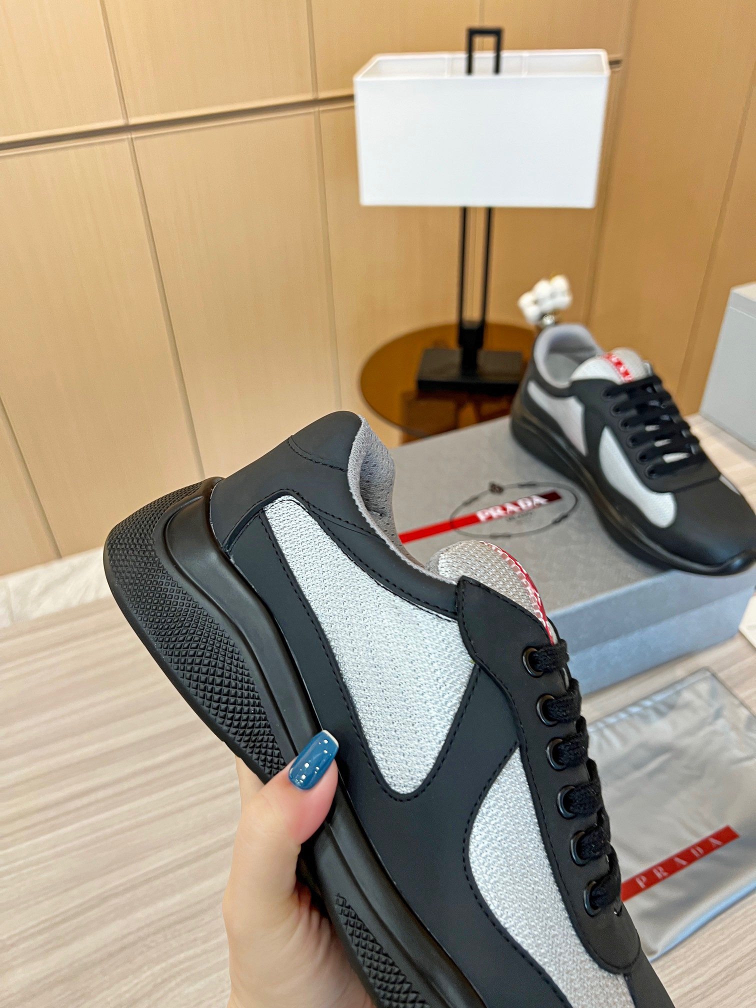 Prada America's Cup Sneakers in Black Rubber and Bike Fabric