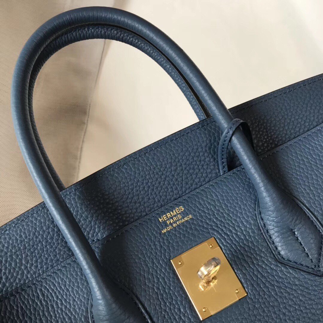 Hermes Birkin 30 Bag in Blue Agate Clemence Leather with GHW