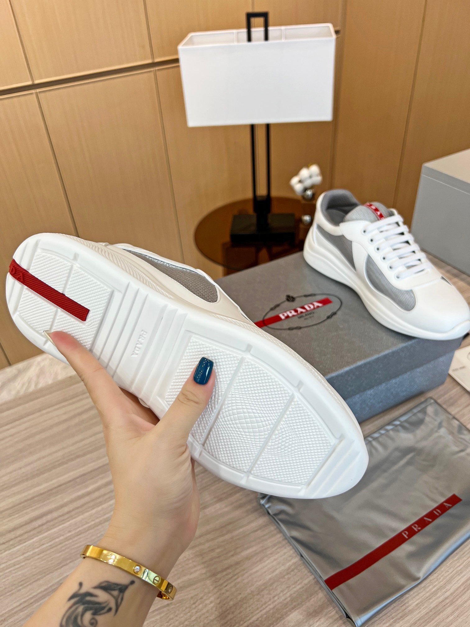 Prada America's Cup Sneakers in White Rubber and Bike Fabric