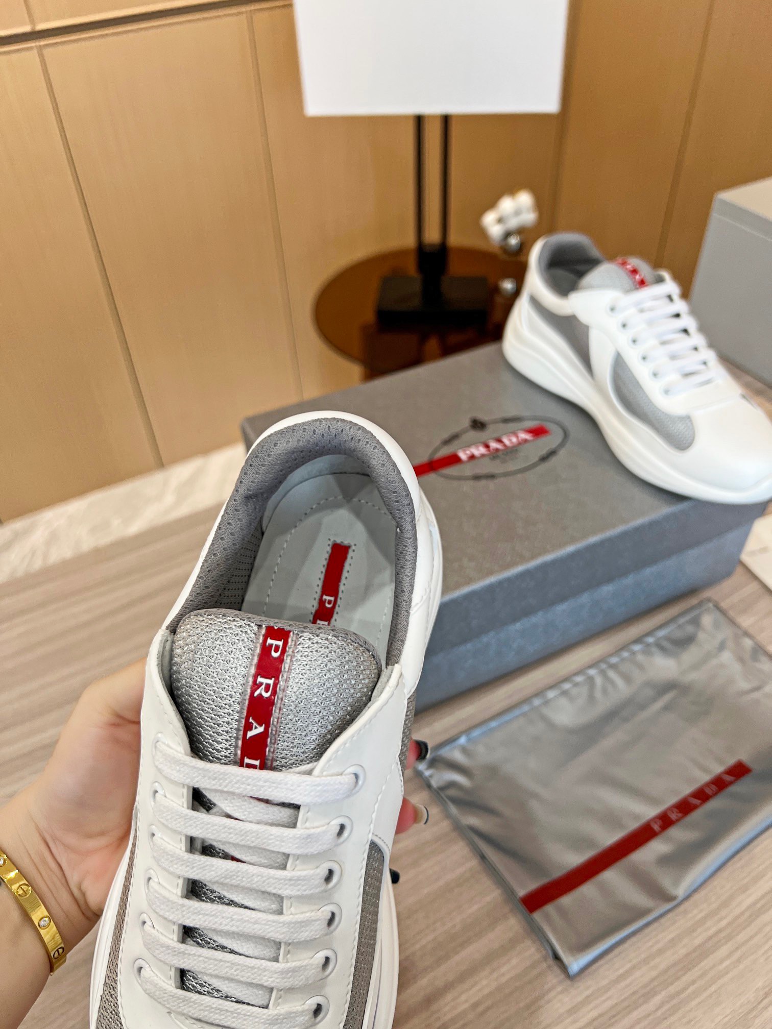 Prada America's Cup Sneakers in White Rubber and Bike Fabric