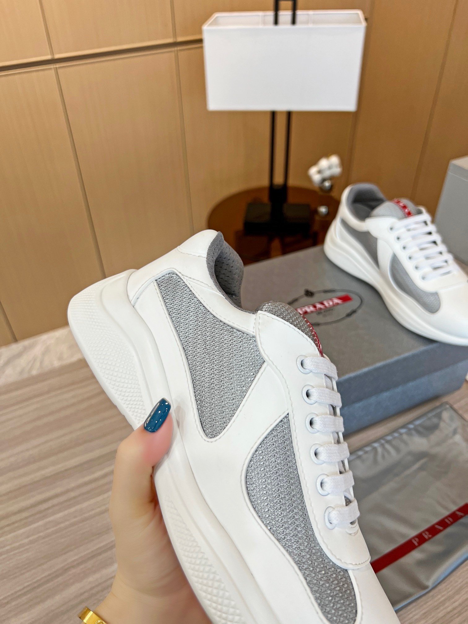 Prada America's Cup Sneakers in White Rubber and Bike Fabric