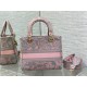 Dior Lady D-Lite Medium Bag in Grey and Pink Toile de Jouy Reverse Embroidery