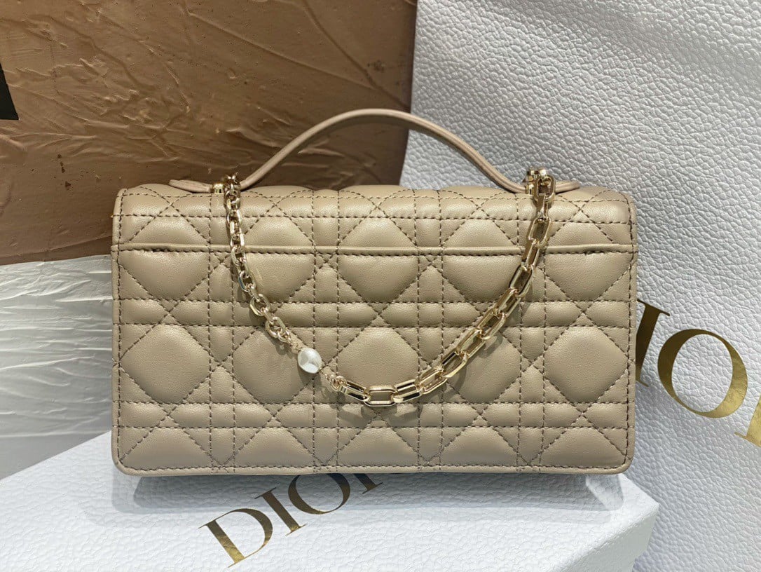 Dior Miss Dior Mini Bag In Beige Cannage Lambskin