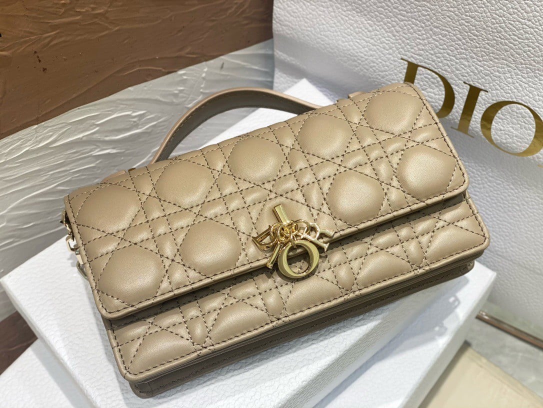 Dior Miss Dior Mini Bag In Beige Cannage Lambskin