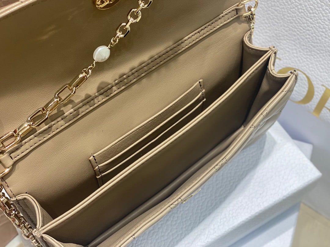 Dior Miss Dior Mini Bag In Beige Cannage Lambskin