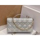 Dior Miss Dior Mini Bag In Iridescent Metallic Silver Lambskin