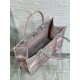 Dior Medium Book Tote Bag in Grey and Pink Toile de Jouy Reverse Embroidery