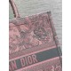 Dior Large Book Tote Bag in Pink and Gray Toile de Jouy Sauvage Embroidery