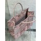 Dior Large Book Tote Bag in Pink and Gray Toile de Jouy Sauvage Embroidery