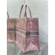 Dior Large Book Tote Bag in Pink and Gray Toile de Jouy Sauvage Embroidery