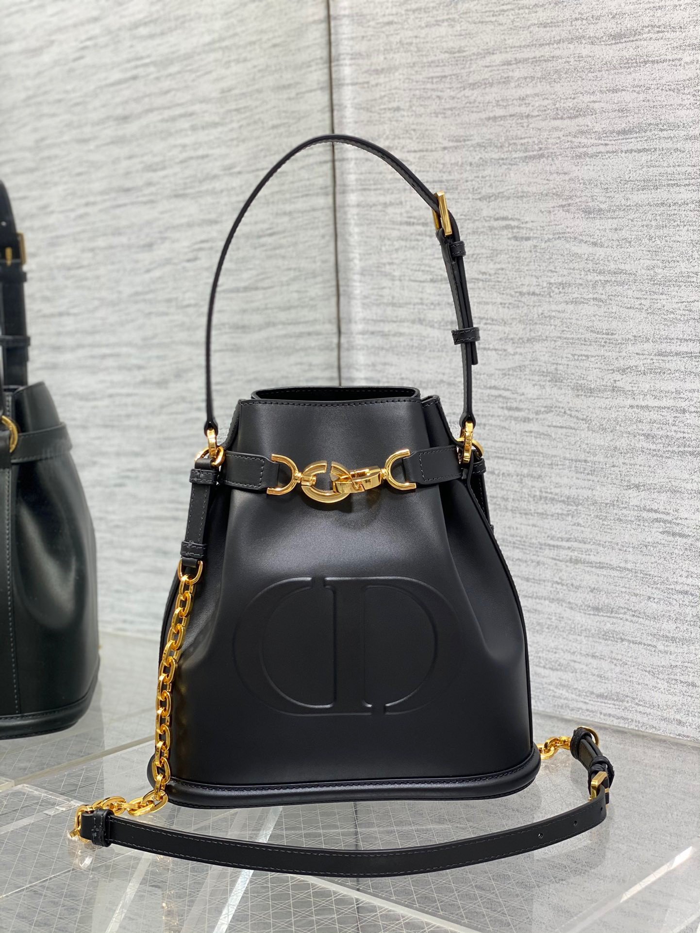 Dior C'est Medium Bag in Black Saddle Calfskin