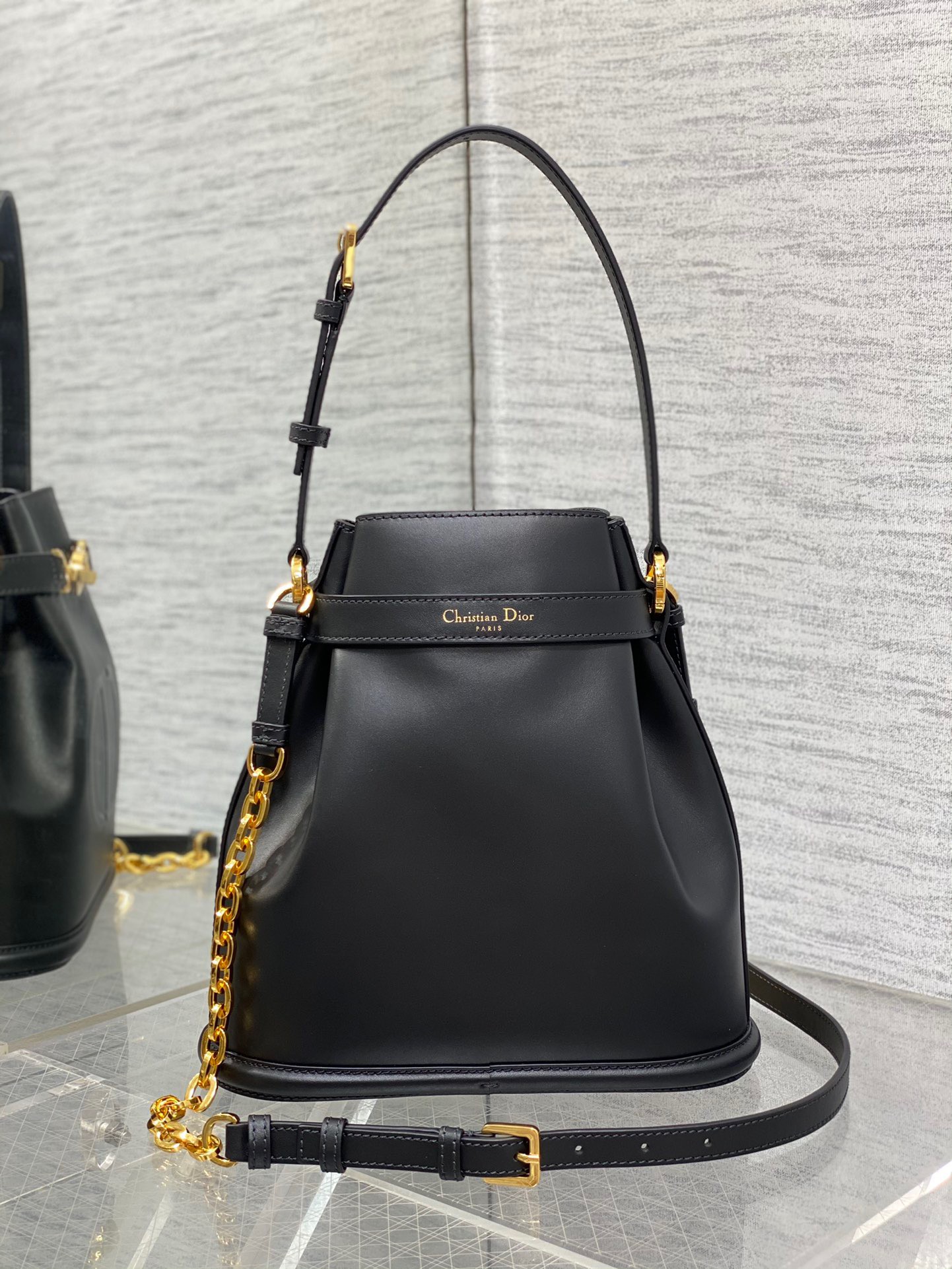 Dior C'est Medium Bag in Black Saddle Calfskin