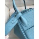 Hermes Lindy 26 Handmade Bag In Blue Atoll Clemence Leather