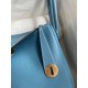 Hermes Lindy 26 Handmade Bag In Blue Jean Clemence Leather