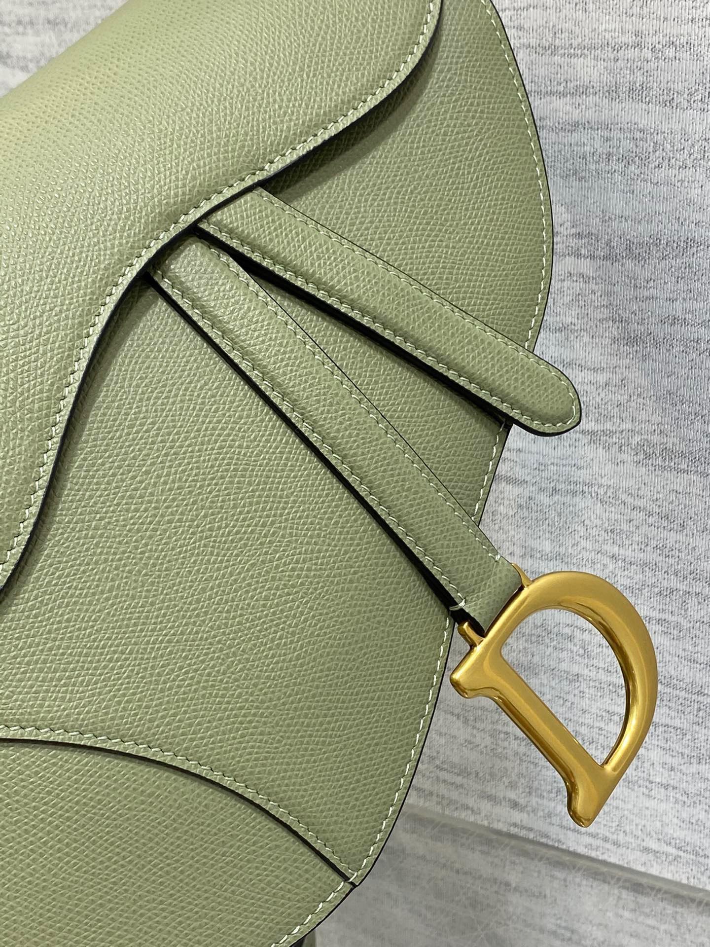 Dior Saddle Bag with Strap in Ethereal Green Grained Calfskin