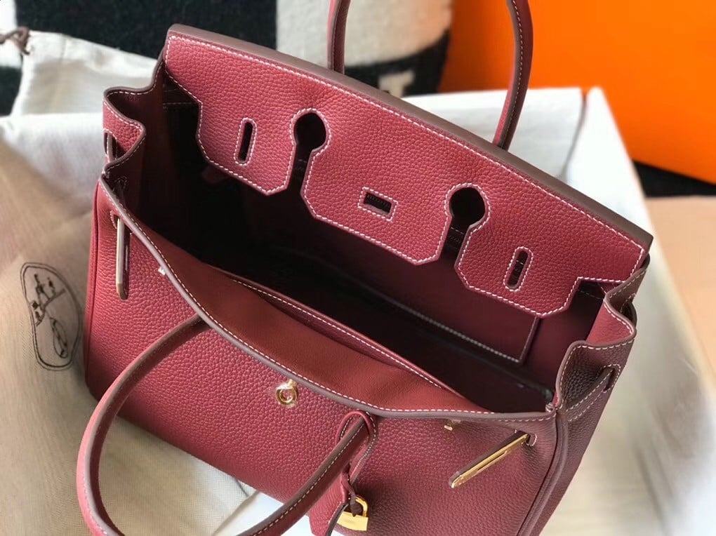 Hermes Birkin 30 Bag in Bordeaux Clemence Leather with GHW