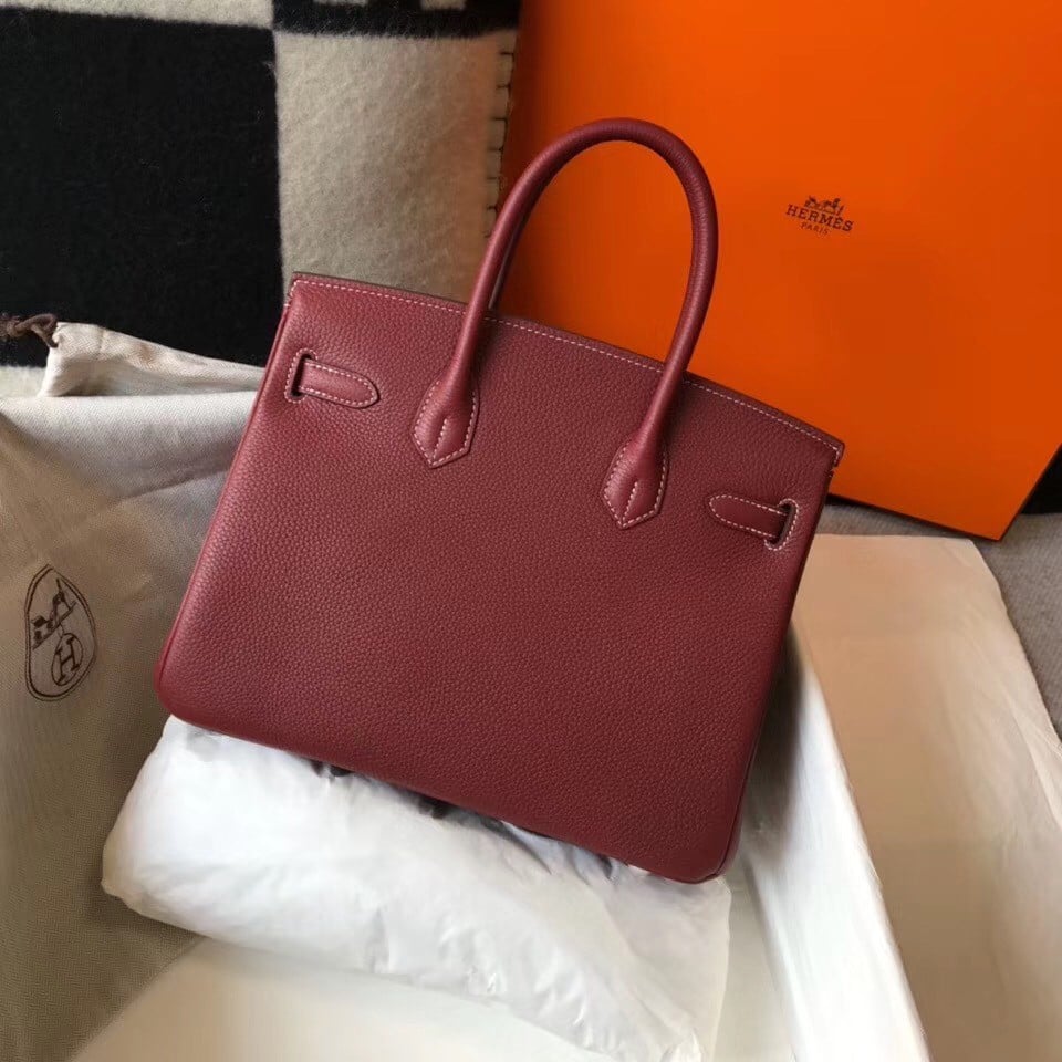 Hermes Birkin 30 Bag in Bordeaux Clemence Leather with GHW