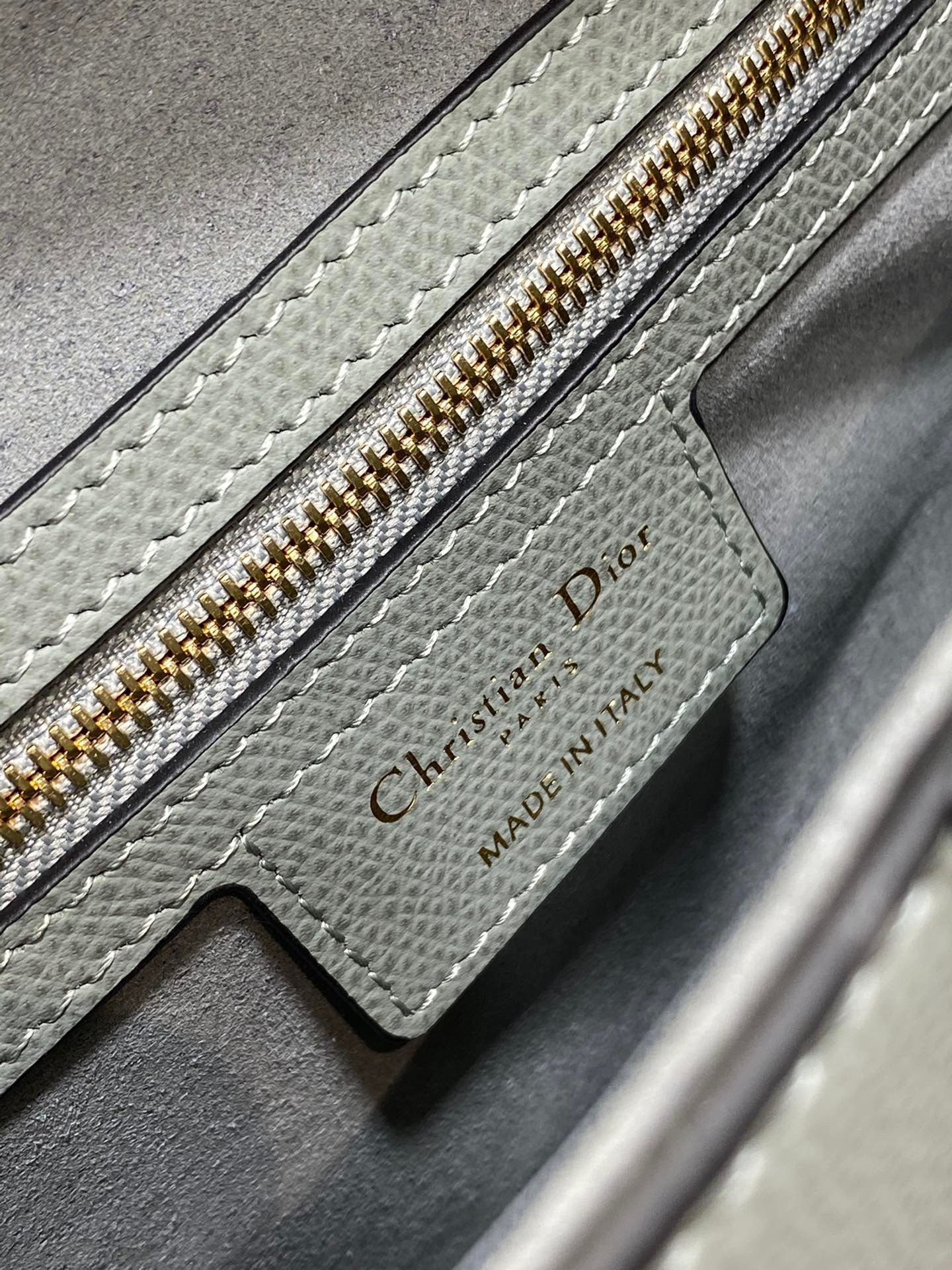 Dior Saddle Bag with Strap in Grey Stone Grained Calfskin