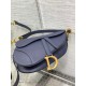 Dior Saddle Bag with Strap in Indigo Blue Grained Calfskin