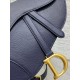 Dior Saddle Bag with Strap in Indigo Blue Grained Calfskin