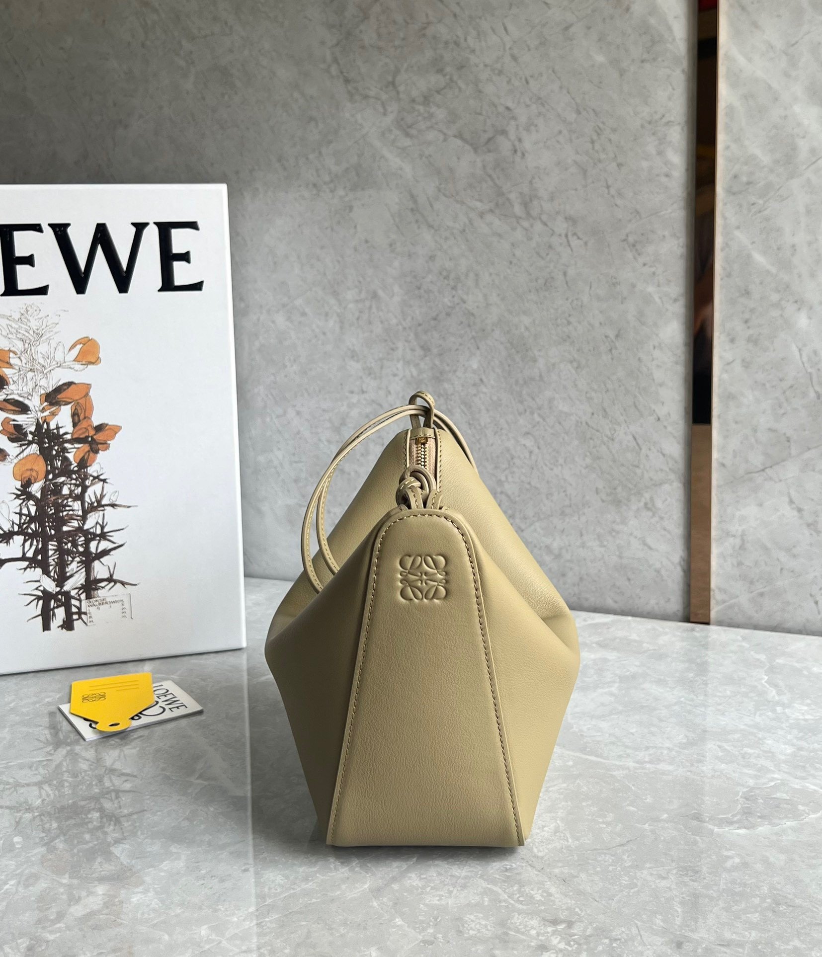 Loewe Mini Hammock Hobo Bag in Clay Green Calfskin