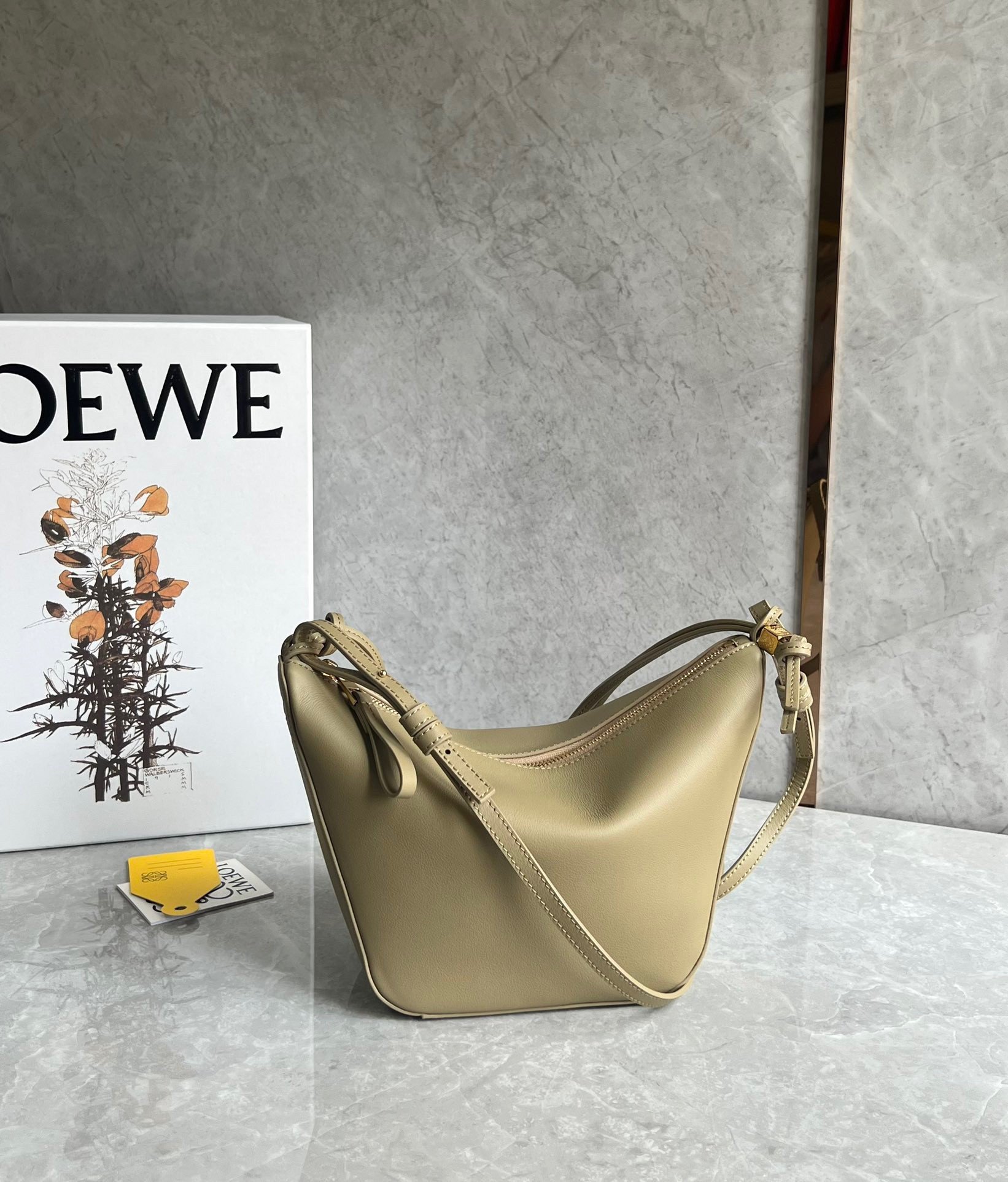 Loewe Mini Hammock Hobo Bag in Clay Green Calfskin