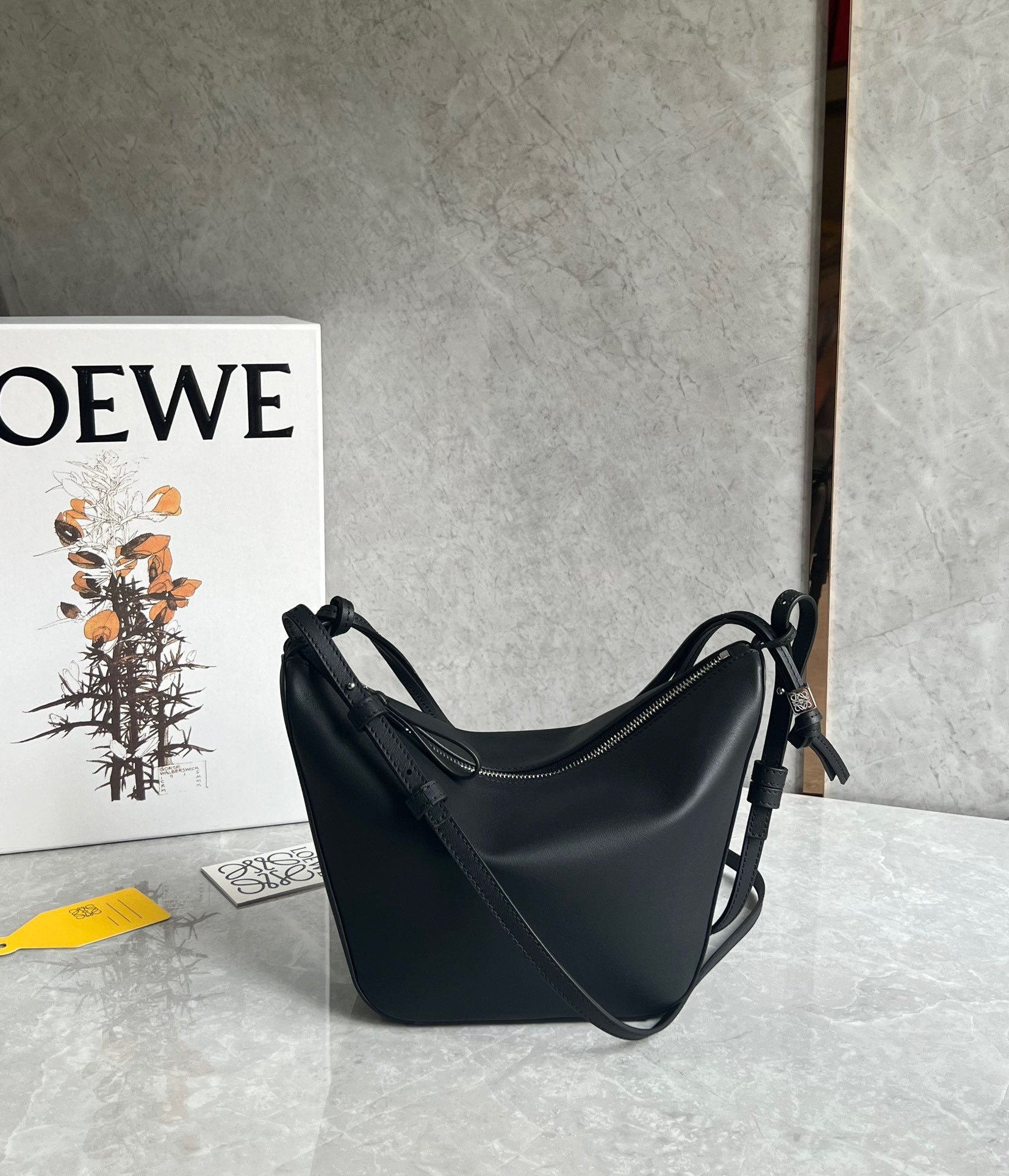 Loewe Mini Hammock Hobo Bag in Black Calfskin