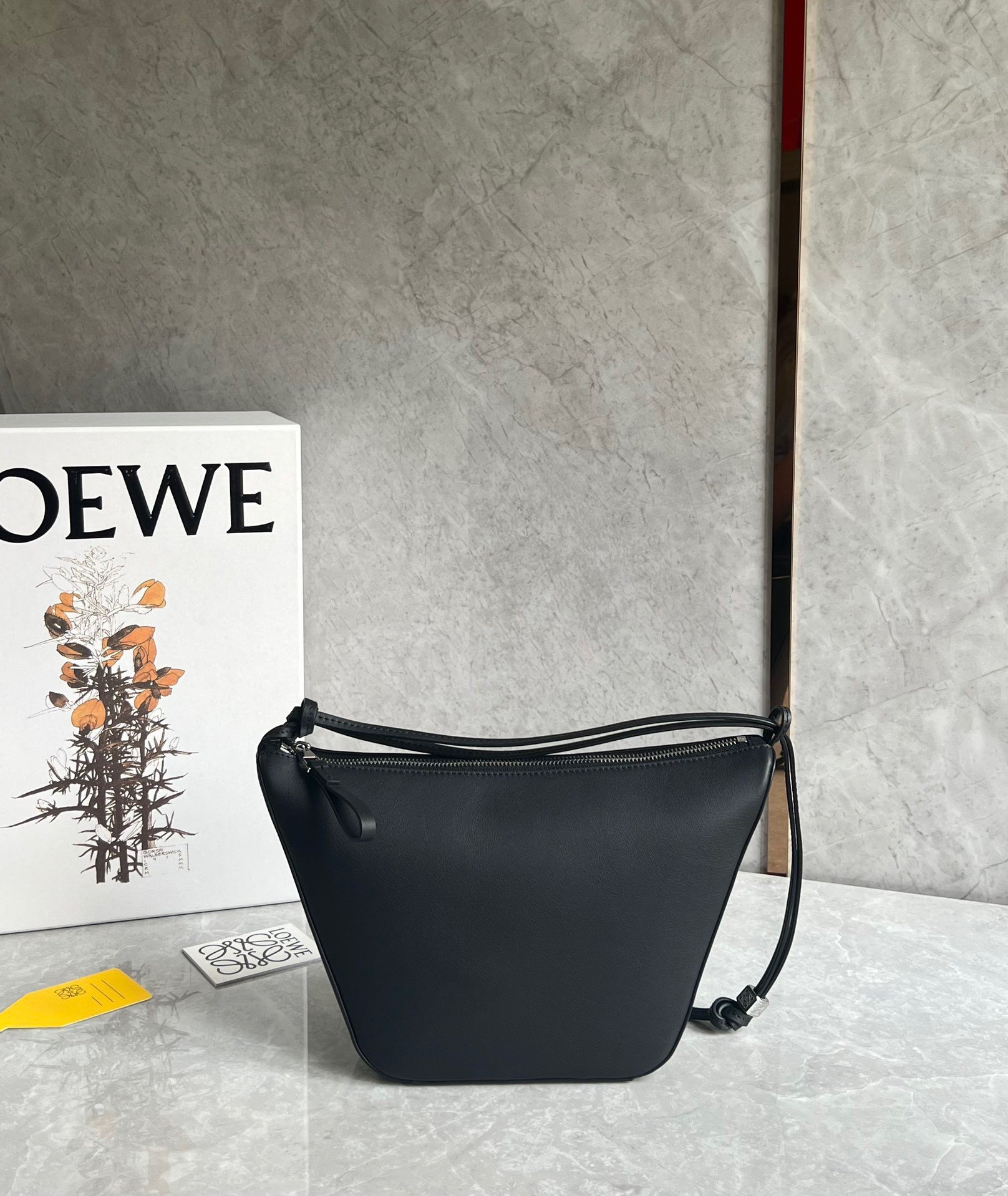 Loewe Mini Hammock Hobo Bag in Black Calfskin