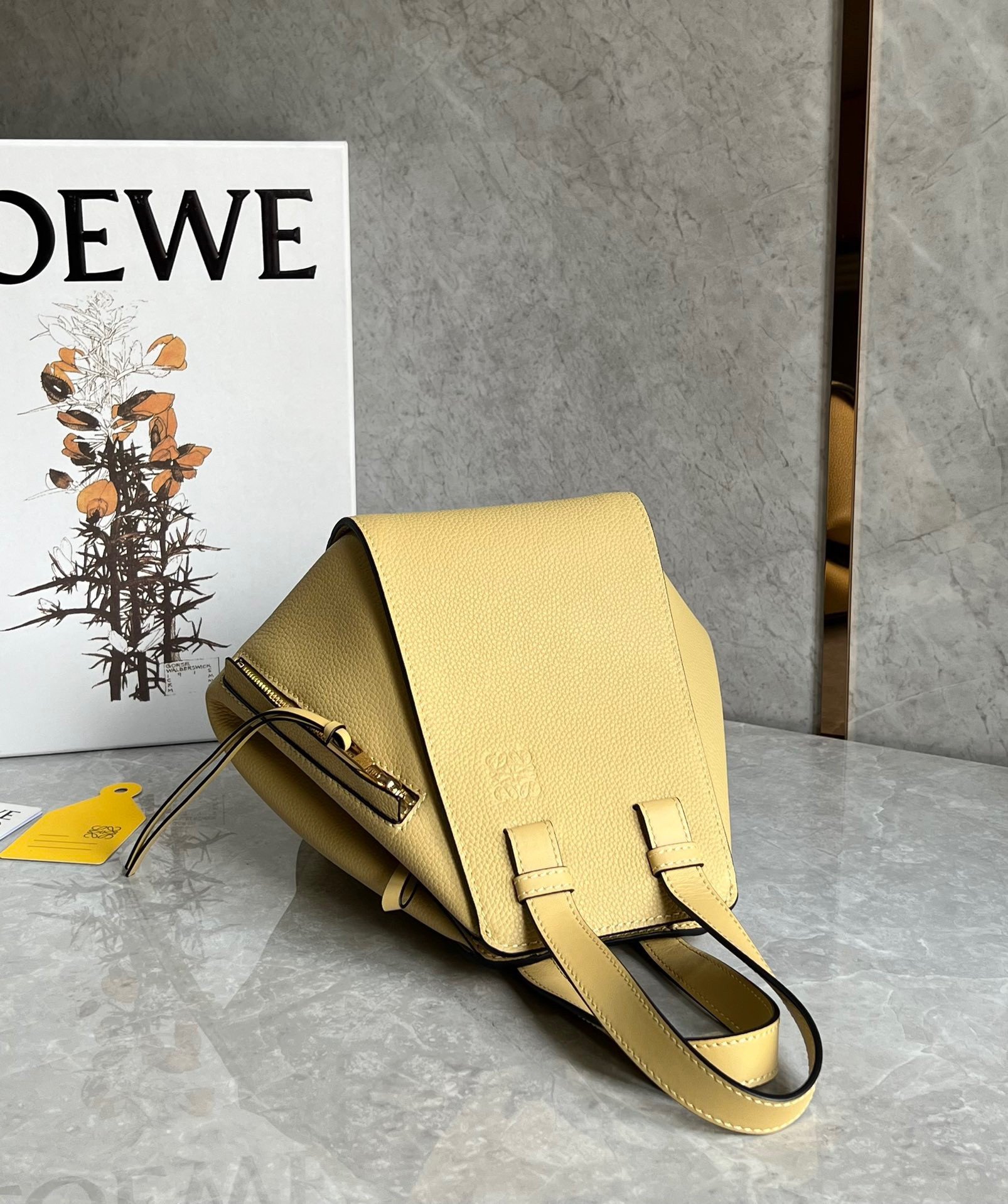 Loewe Compact Hammock Bag in Dark Butter Grained Calfskin