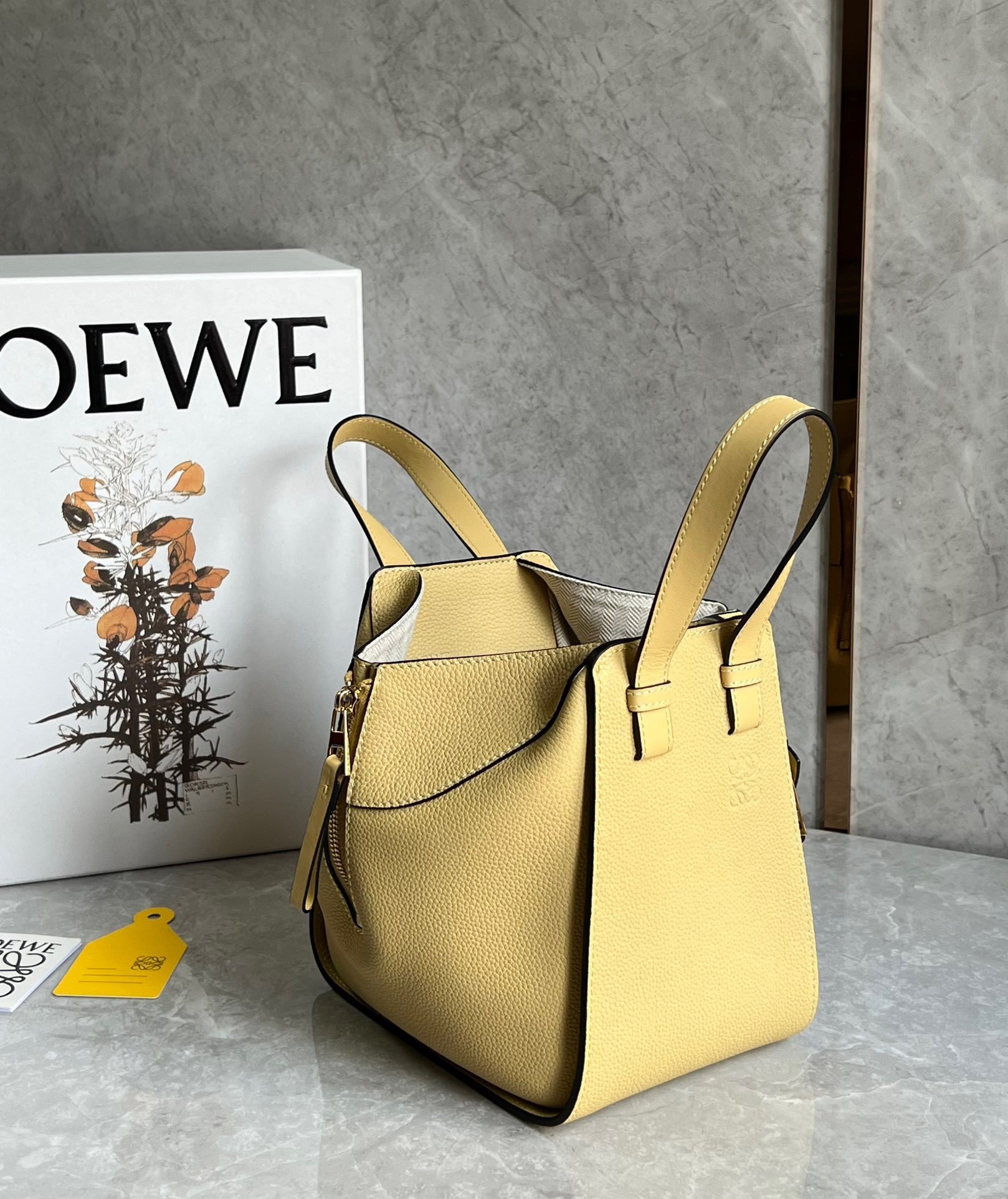 Loewe Compact Hammock Bag in Dark Butter Grained Calfskin