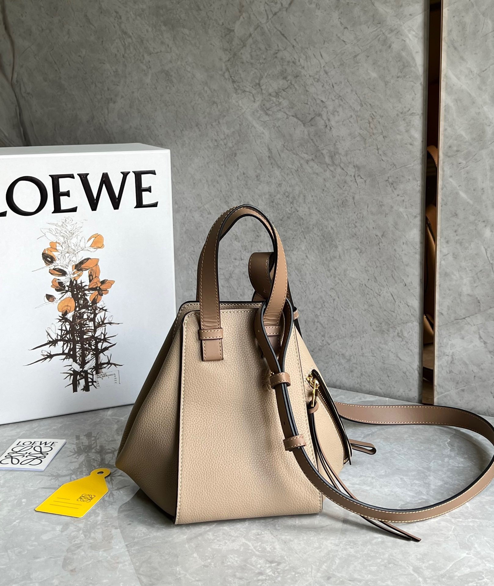 Loewe Compact Hammock Bag in Sand Grained Calfskin