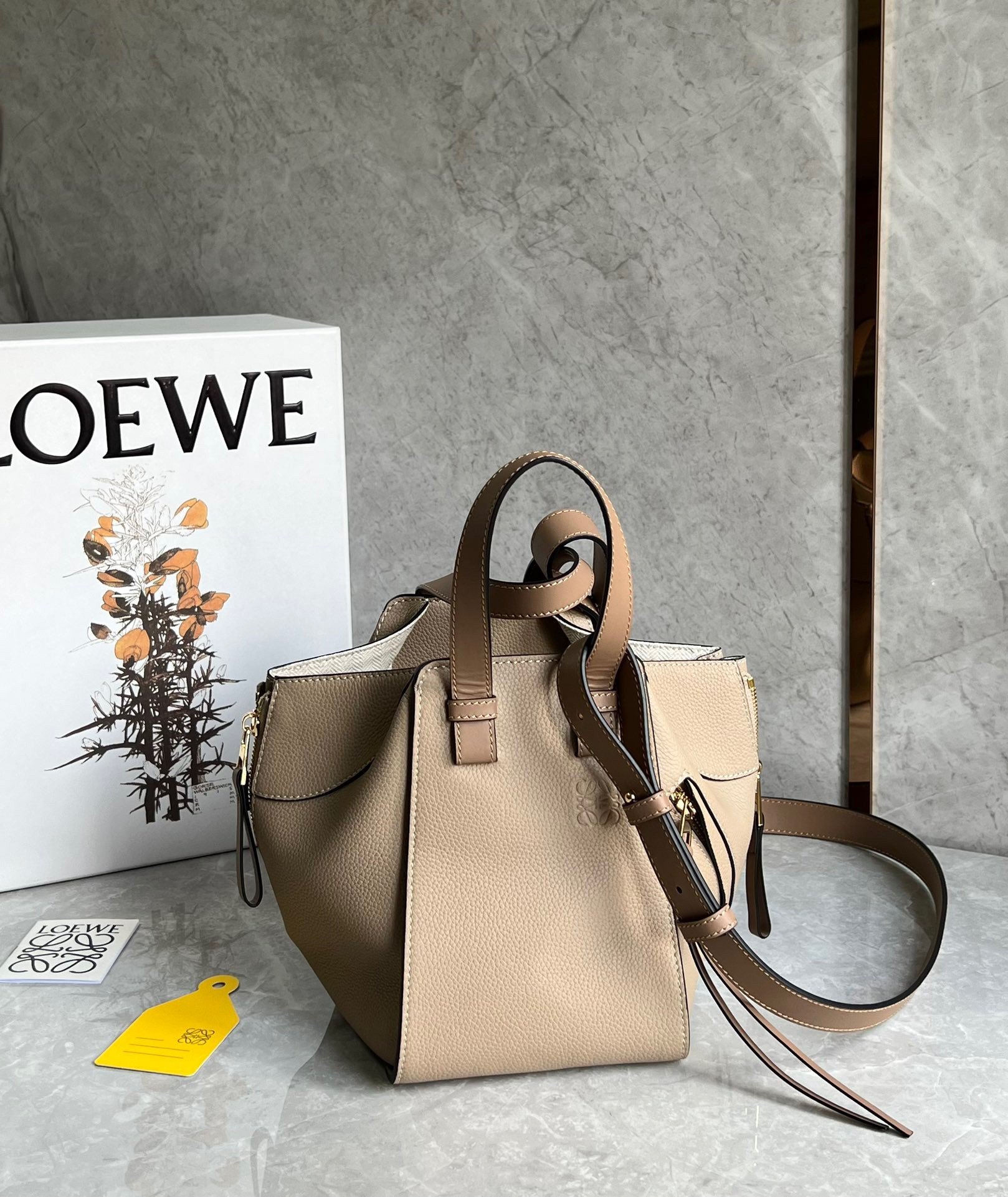 Loewe Compact Hammock Bag in Sand Grained Calfskin