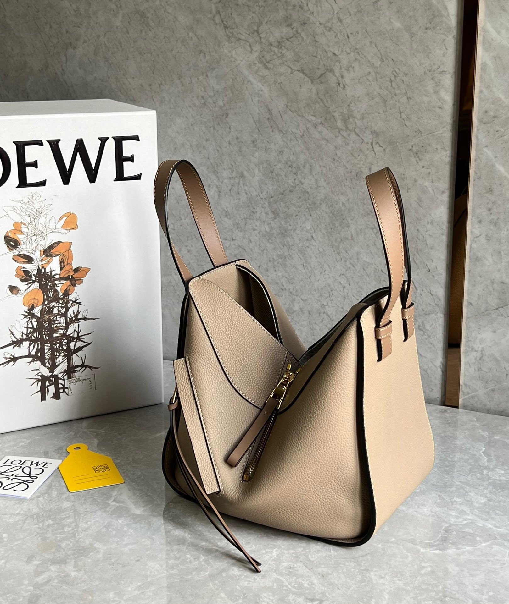 Loewe Compact Hammock Bag in Sand Grained Calfskin