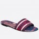 Dior Dway Slides In Fuchsia Animals Embroidered Cotton