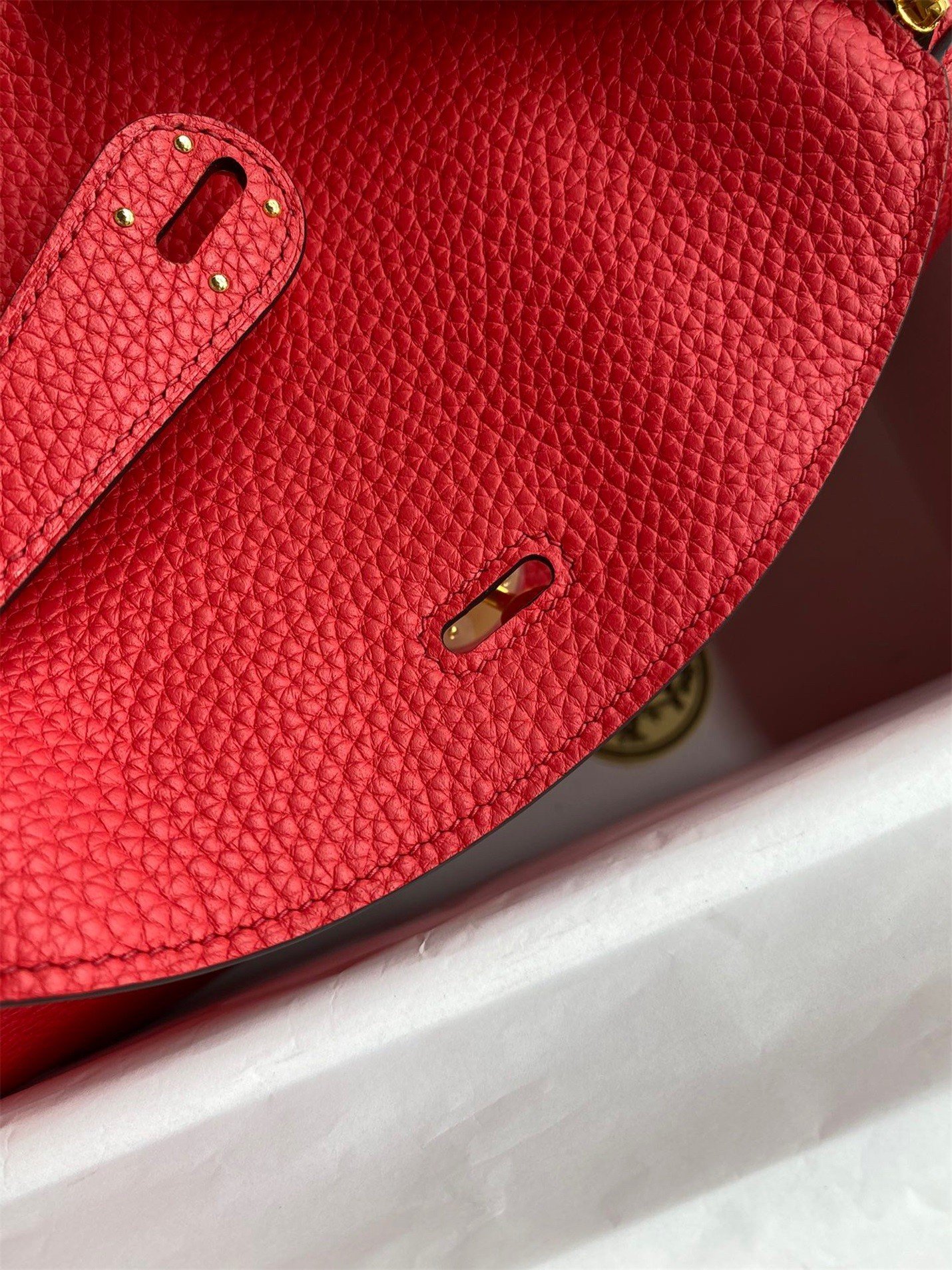 Hermes Lindy 26 Handmade Bag In Red Clemence Leather