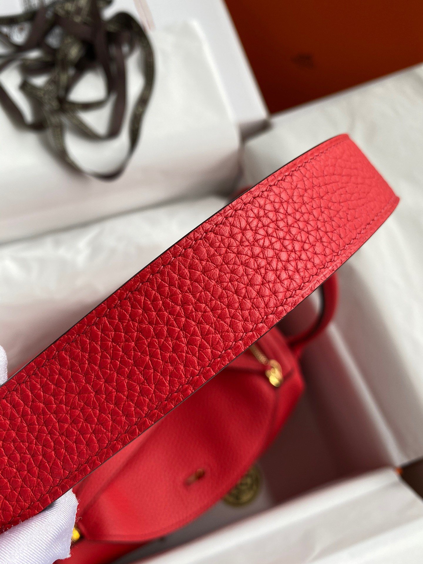 Hermes Lindy 26 Handmade Bag In Red Clemence Leather