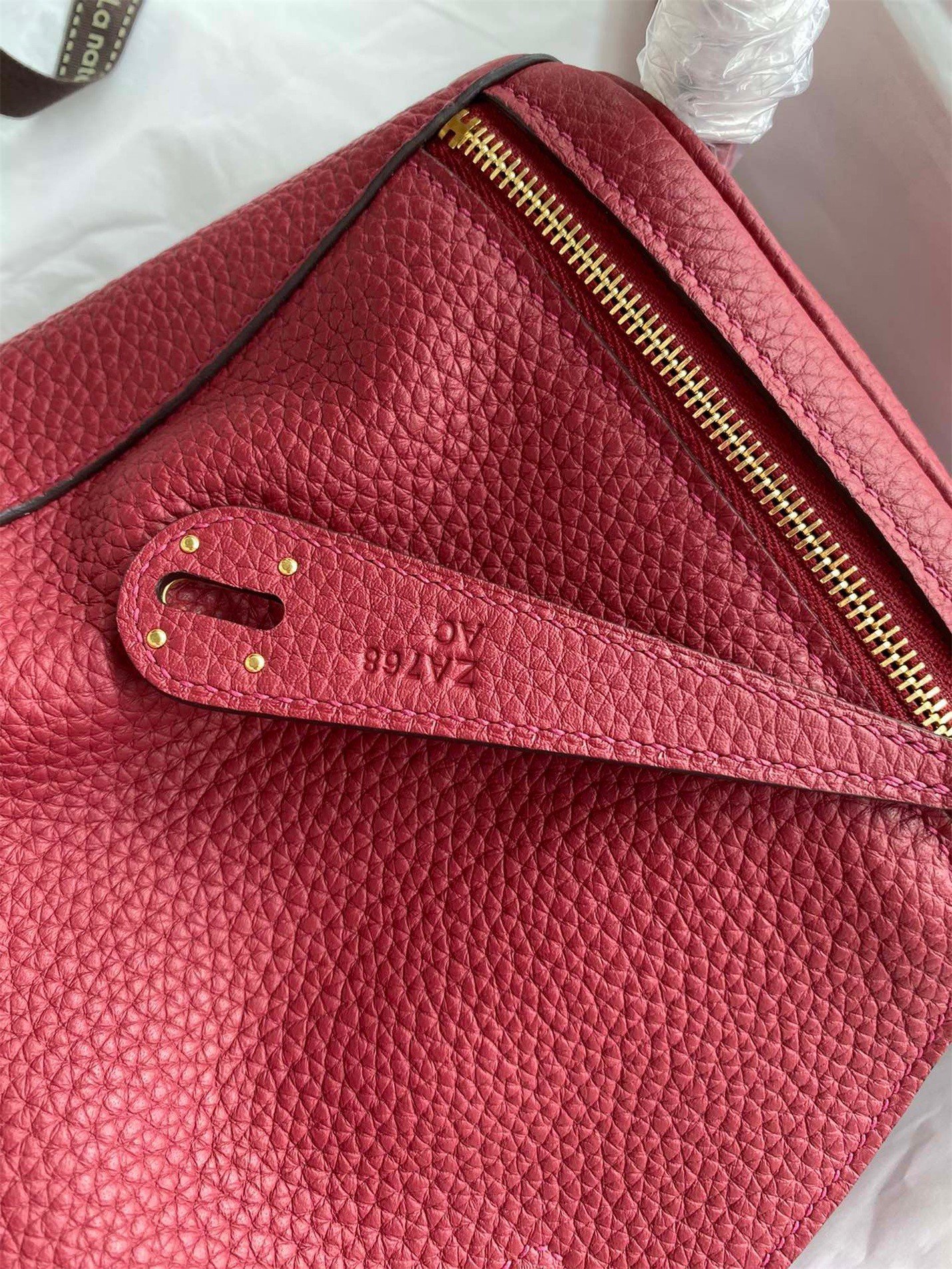 Hermes Lindy 26 Handmade Bag In Ruby Clemence Leather