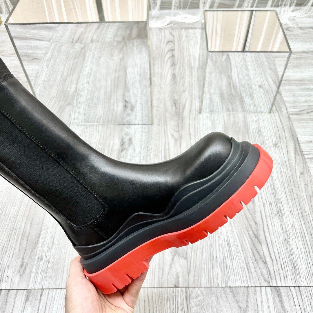 Bottega Veneta BV Tire Chelsea Boots with Red Outsole