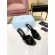 Prada Heeled Sandals 75mm in Black Brushed Leather