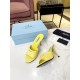 Prada Heeled Sandals 75mm in Yellow Brushed Leather