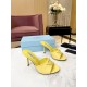 Prada Heeled Sandals 75mm in Yellow Brushed Leather