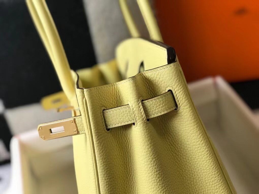 Hermes Birkin 30 Bag in Jaune Poussin Clemence Leather with GHW