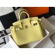 Hermes Birkin 30 Bag in Jaune Poussin Clemence Leather with GHW