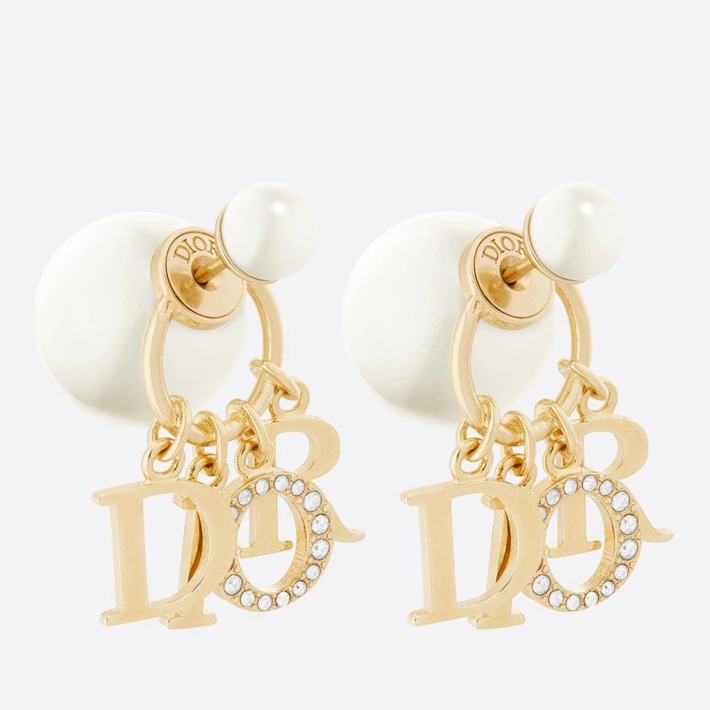 Dior Tribales Earrings In Gold Metal Pearls and Crystals