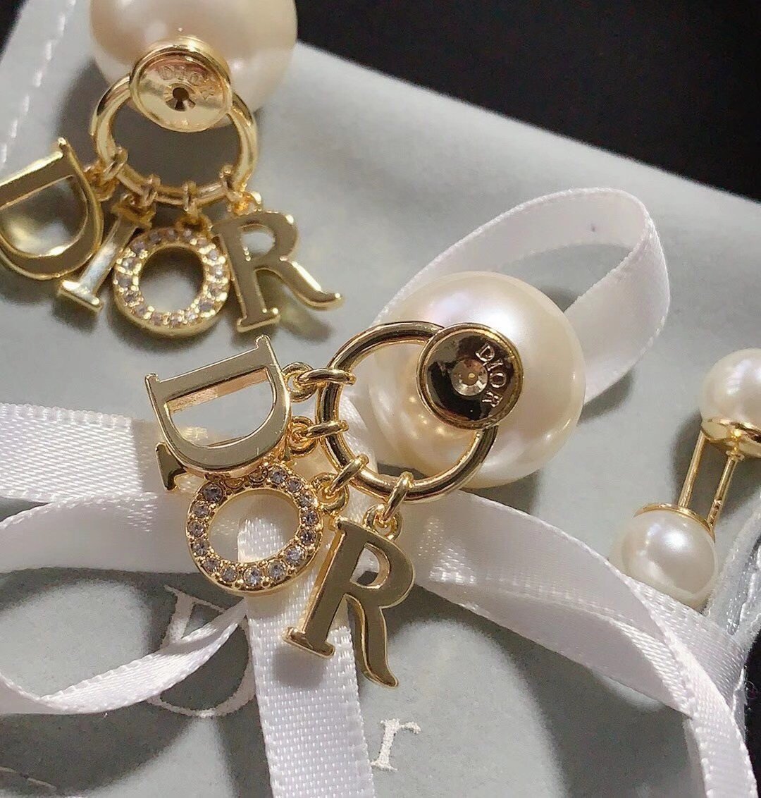 Dior Tribales Earrings In Gold Metal Pearls and Crystals